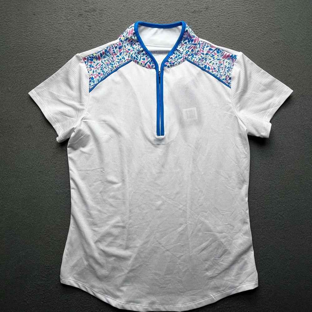Sport Haley Women Golf Polo White Floral Print Small Performance Athletic Top